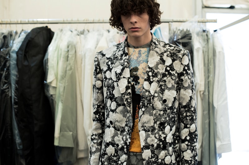 Louis Vuitton Men's Spring/Summer 2019 Show Paris Fashion Week Backstage Floral Blazer White Grey Black