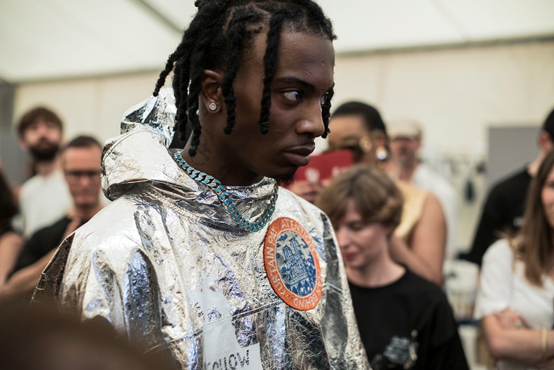 Louis Vuitton Men's Spring/Summer 2019 Show Paris Fashion Week Backstage Playboi Carti Coat Silver