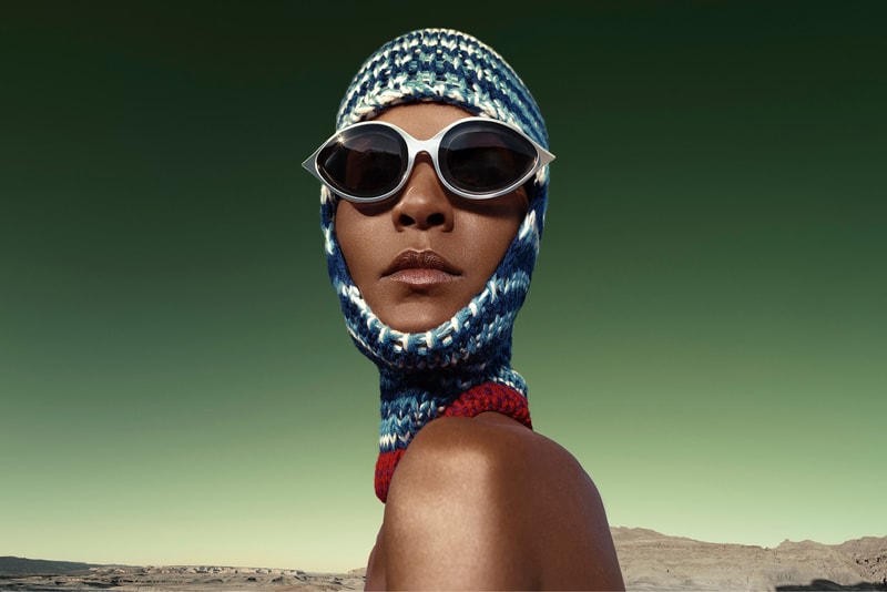 CALVIN KLEIN 205W39NYC Fall 2018 Campaign Knit Mask Blue Oversized Sunglasses Silver