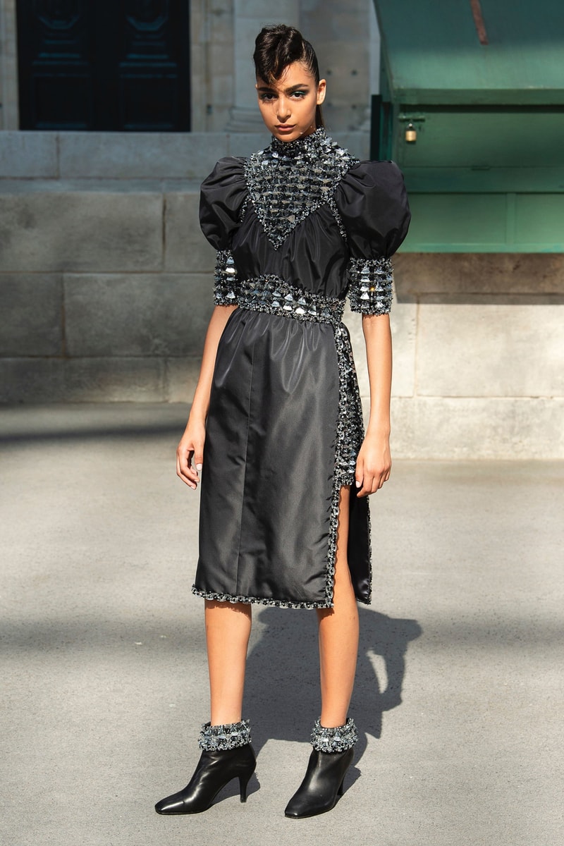 Chanel Fall 2018 Couture Show Collection Sequin Dress Boots Black