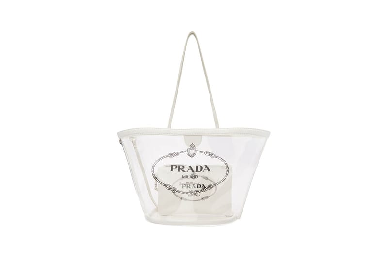 prada clear tote bag