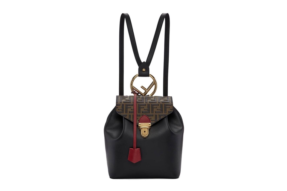 Fendi Black Quilted FF Logo Mini Backpack with Gold Hardware Accent Fendi Vitello Bi-Color FF 1974 Embossed Mini Backpack Maya  main image 3
