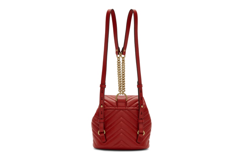 Gucci Marmont 2.0 Backpack in Black and Red Gold Hardware Logo GG Luxury Accessory Leather