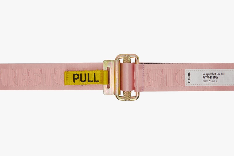 heron presto logo tape belt light pink military green off white ssense