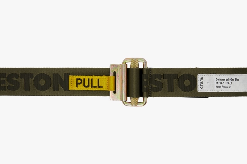 heron presto logo tape belt light pink military green off white ssense