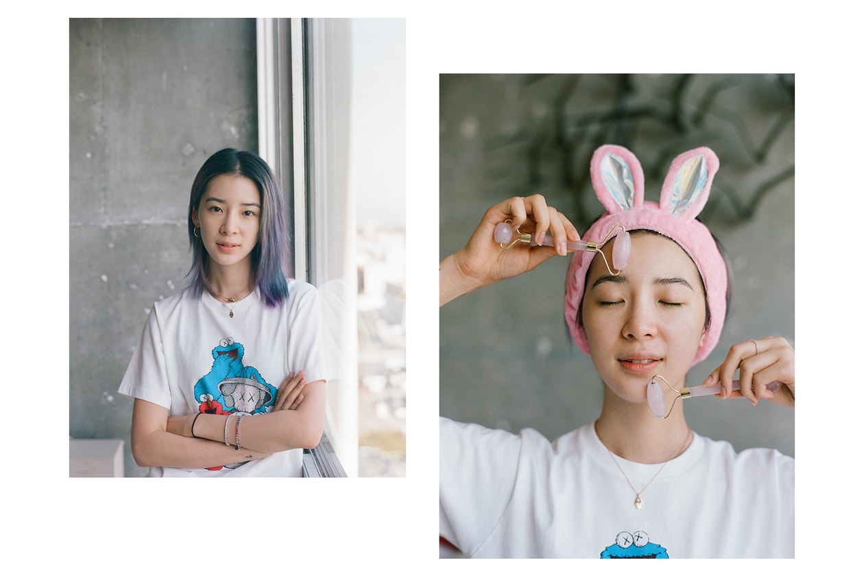 Irene Kim Skincare Jade Rollers Pink Rabbit Headband Korean Beauty K-Beauty Influencer It-girl Model Style Fashion