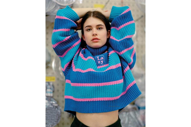Lazy Oaf Food Baby Fall/Winter 2018 Lookbook Stripey Roll Neck Jumper Blue Pink
