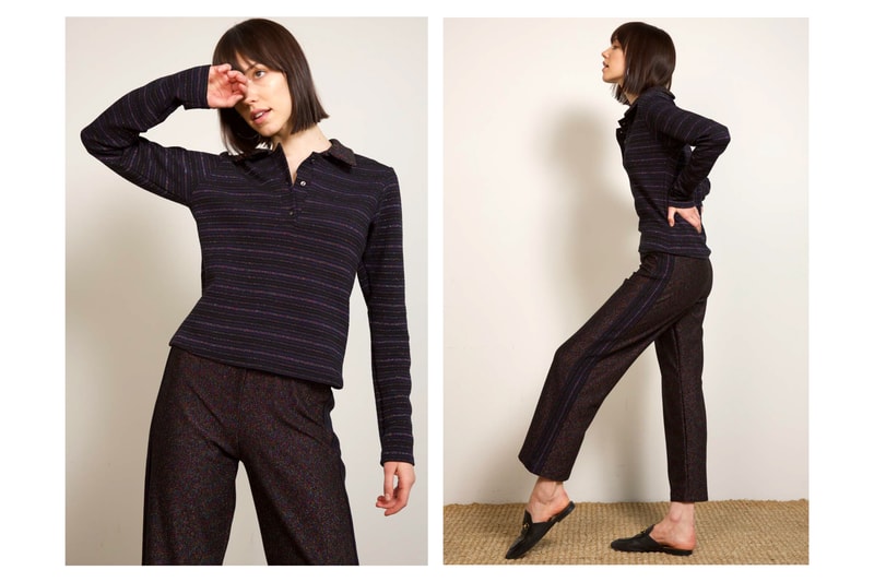 Liana Fall/Winter 2018 Collection Lookbook Cori Top Multi Lurex Striped Polo Clyde Pant Navy