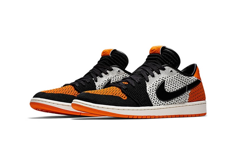 Nike Air Jordan 1 Shattered Backboard Flyknit Starfish Orange Sail Black Ladies Women's Sneakers
