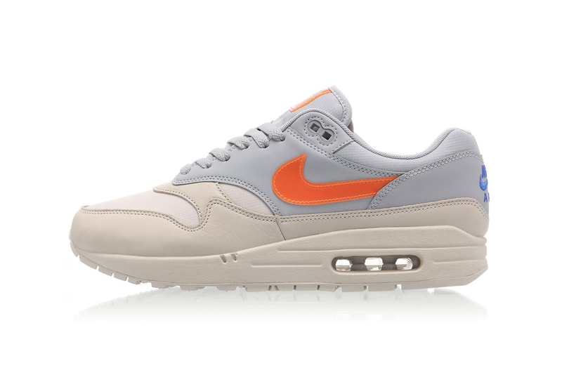 Nike Air Max 1 Total Orange Swoosh Desert Sand Wolf Grey Women's Sneakers
