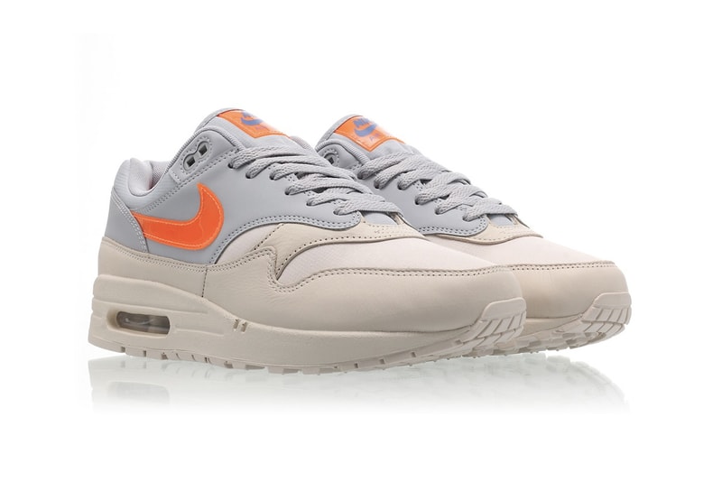 Nike Air Max 1 Total Orange Swoosh Desert Sand Wolf Grey Women's Sneakers