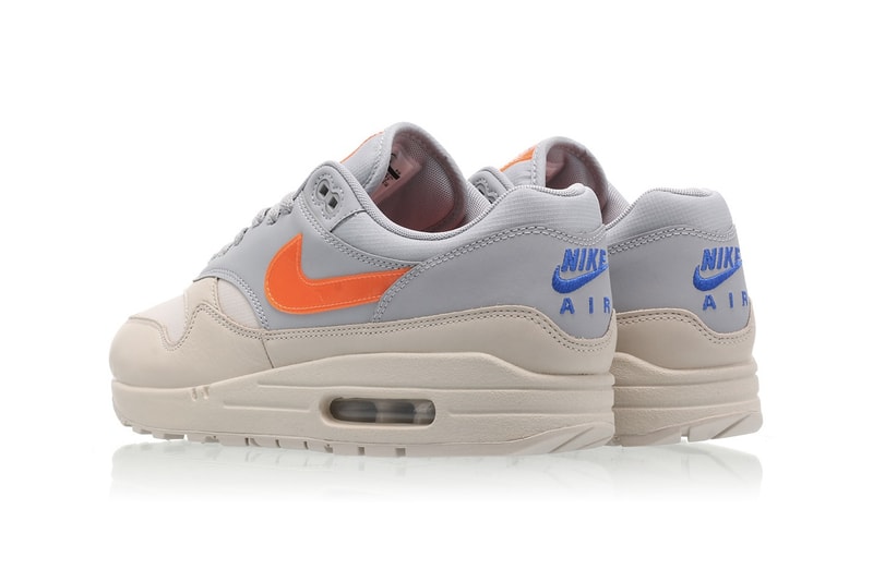 Nike Air Max 1 Total Orange Swoosh Desert Sand Wolf Grey Women's Sneakers
