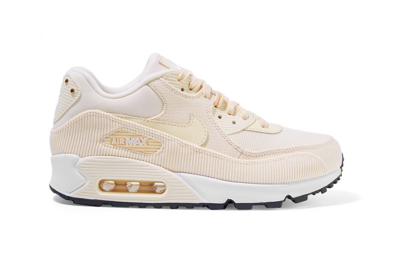 Nike Air Max 90 Cream Beige Pink Corduroy Sneakers
