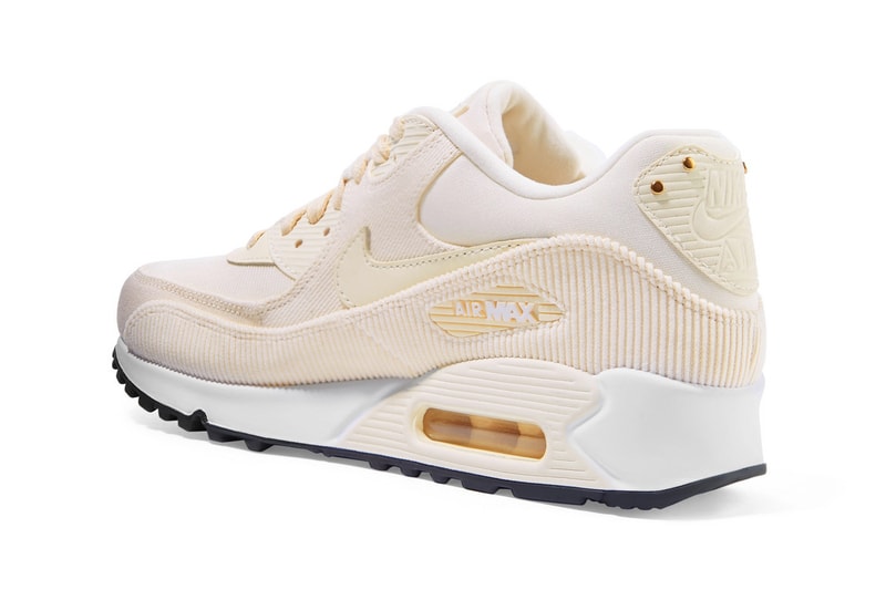 Nike Air Max 90 Cream Beige Pink Corduroy Sneakers