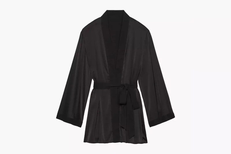 Rihanna Savage X Fenty Lingerie Short Robe Black Caviar