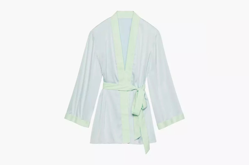 Rihanna Savage X Fenty Lingerie Short Robe Cold Blue Mint Green