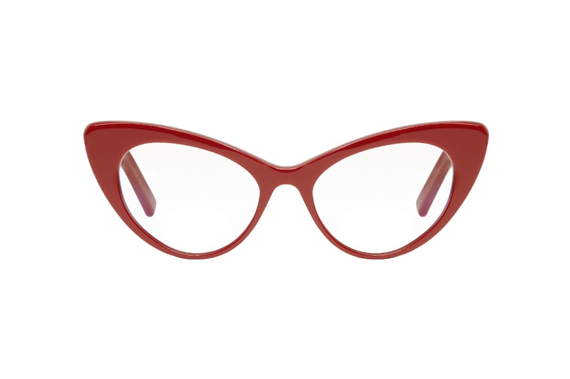 saint laurent bold red cat eye optical glasses acetate made in italy ssense
