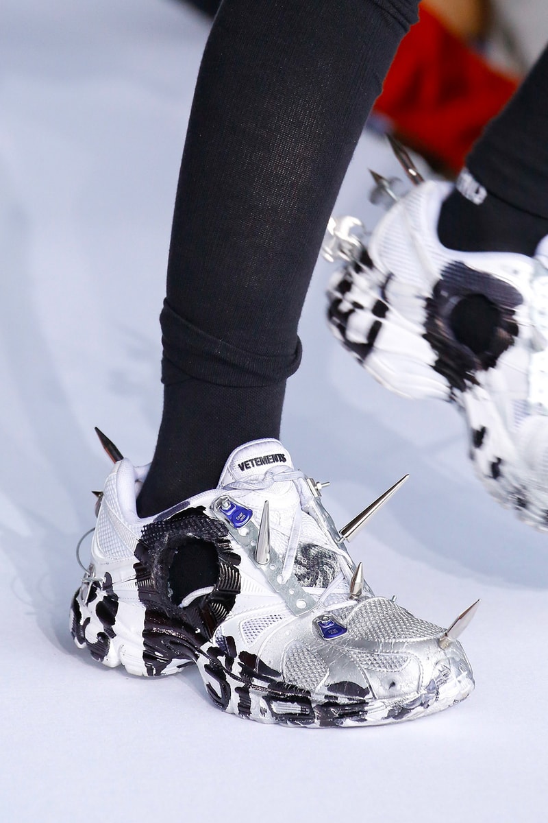 Vetements Reebok Spike White Black Spring Summer 2019 Show Paris Fashion Week Men's