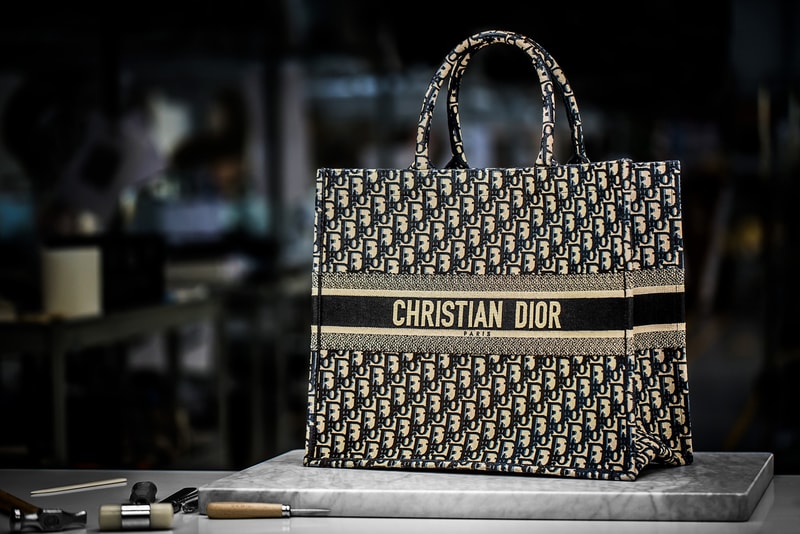 Dior Book Tote Embroidered Oblique Canvas Navy