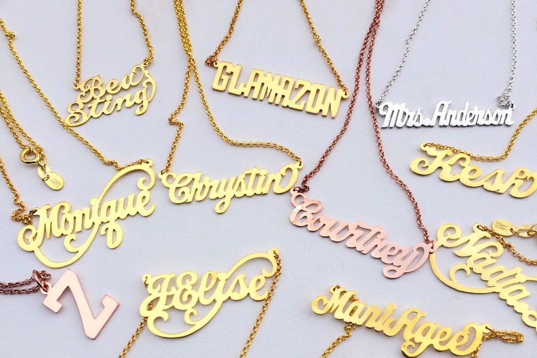 The Creative Come Up Nameplate Necklaces Earrings Gold Silver