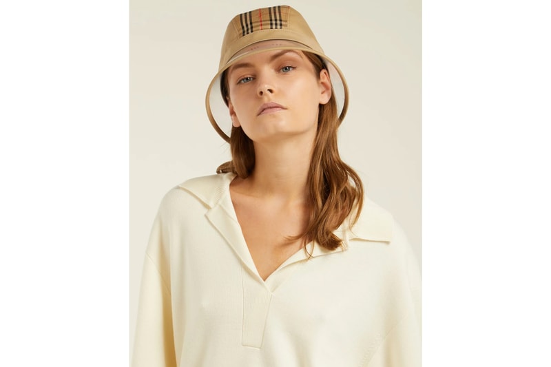 Burberry PVC Check Bucket Hat Accessory Beige Print Vintage