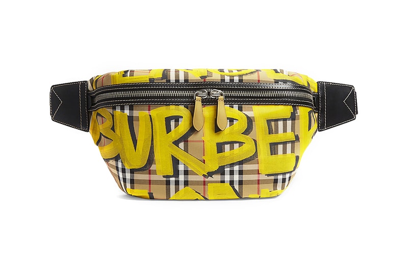 Burberry Graffiti Logo Print Bum Bag Fanny Pack Bright Yellow