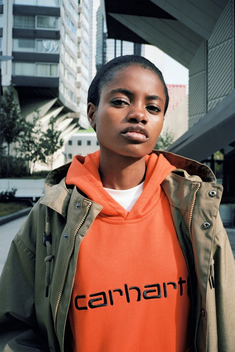 Carhartt WIP Fall/Winter 2018 Collection Lookbook Jacket Tan Hoodie Orange