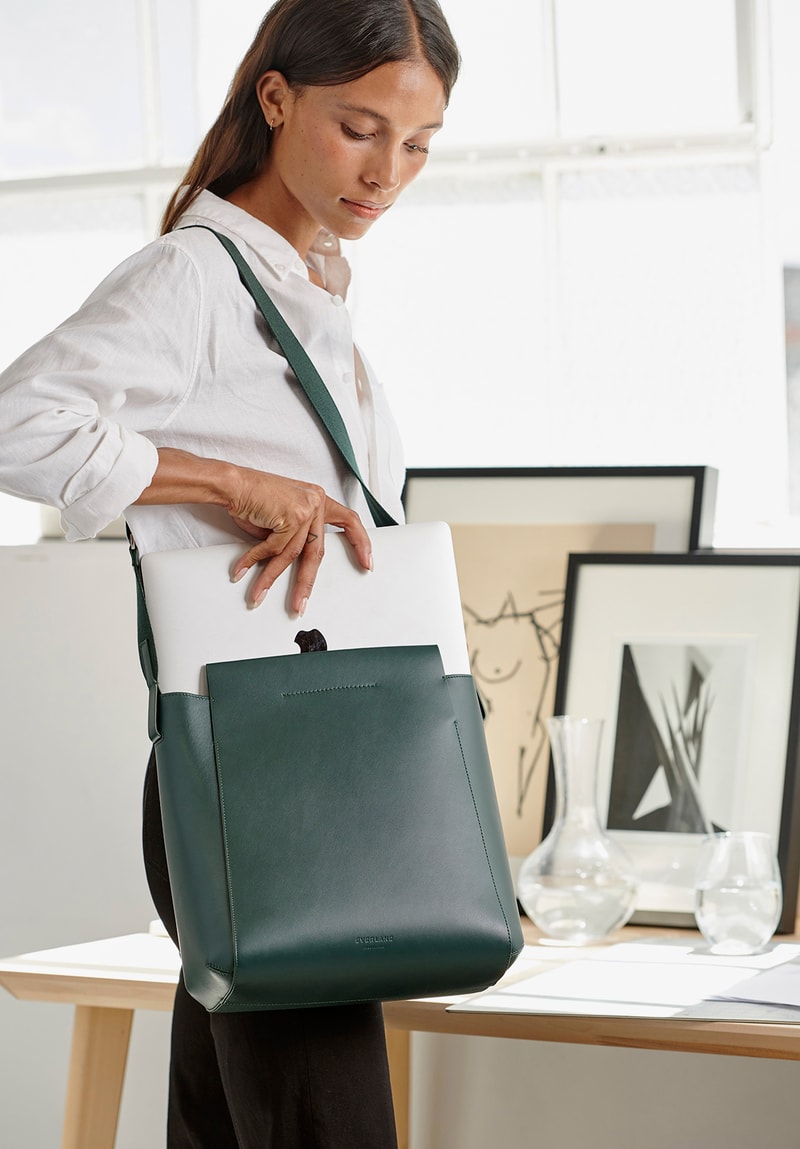 everlane form bag black dark green cognac minimal