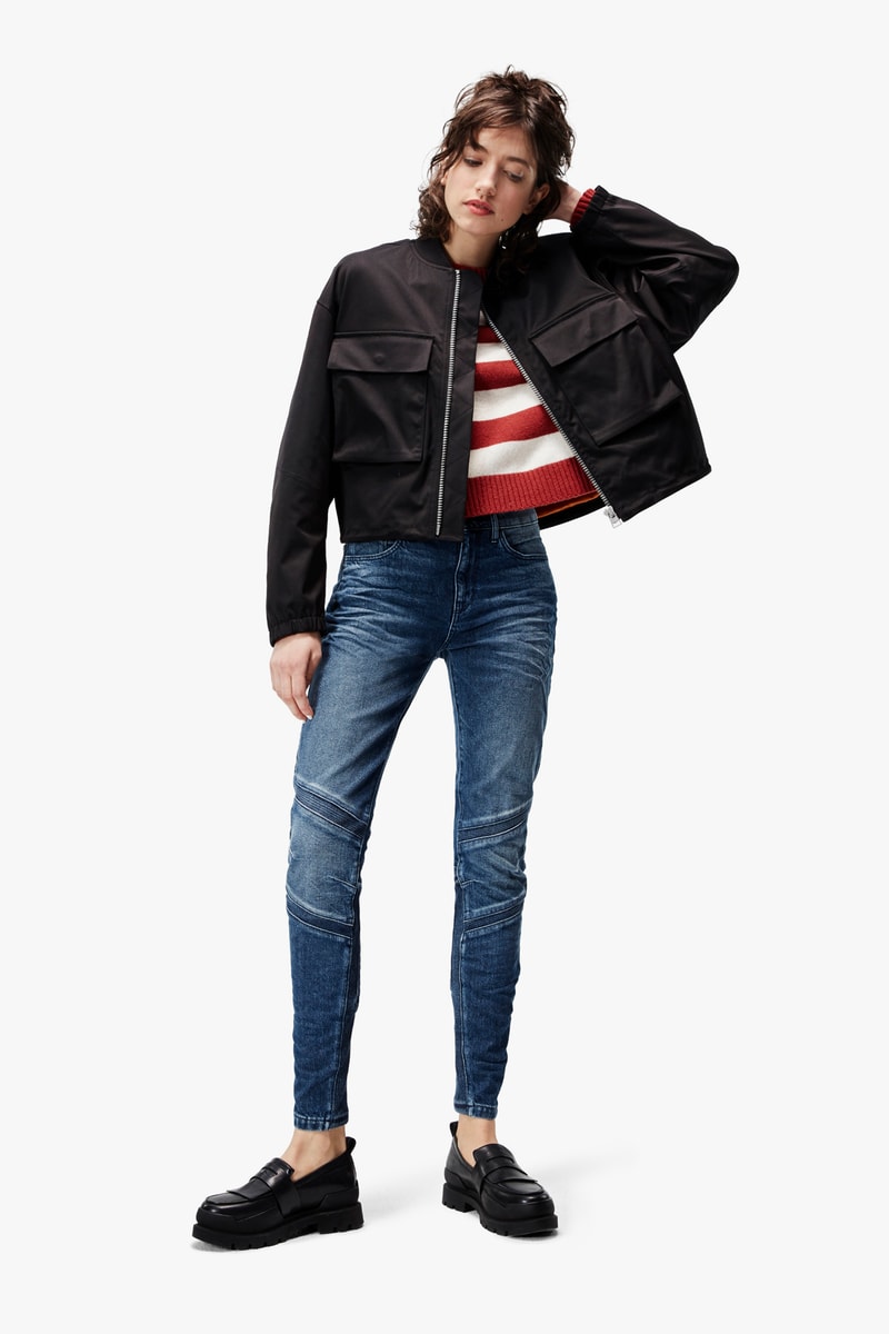 G-Star RAW Fall/Winter 2018 Lookbook Coat Black Striped Sweater Red White