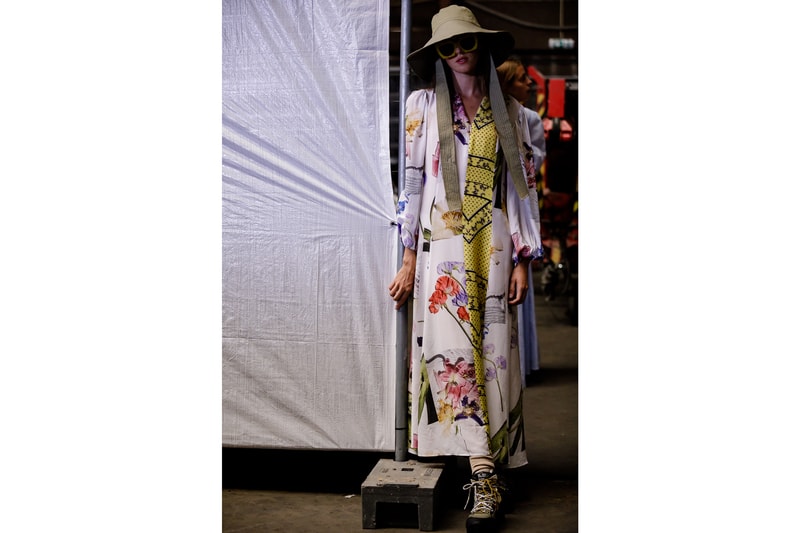 GANNI Copenhagen Fashion Week Backstage Spring Summer 2019 SS19 Floral Dress White