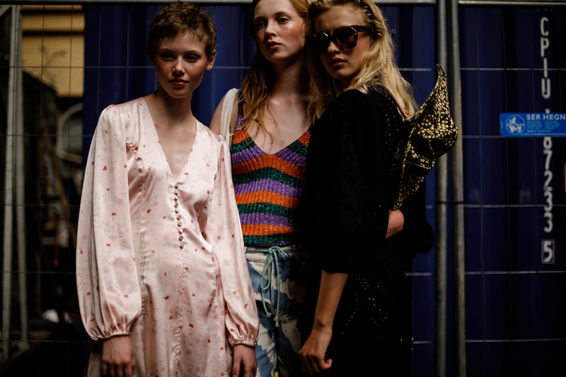 GANNI Copenhagen Fashion Week Backstage Spring Summer 2019 SS19 Silk Dress Pink Striped Top Orange Green