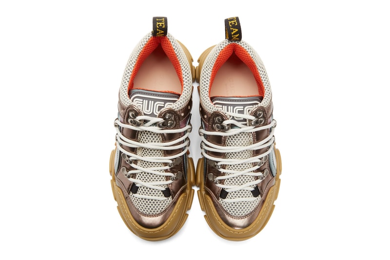 Gucci Flashtrek Trainer Metallic Leather Blue Purple