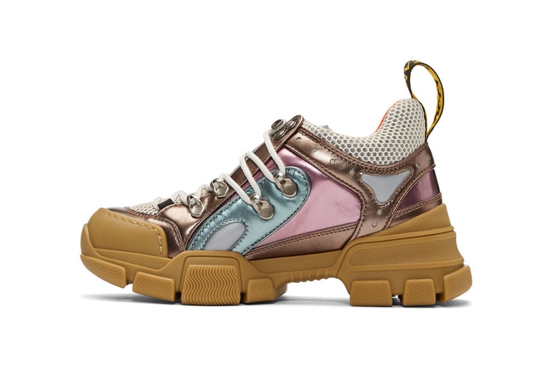 Gucci Flashtrek Trainer Metallic Leather Blue Purple