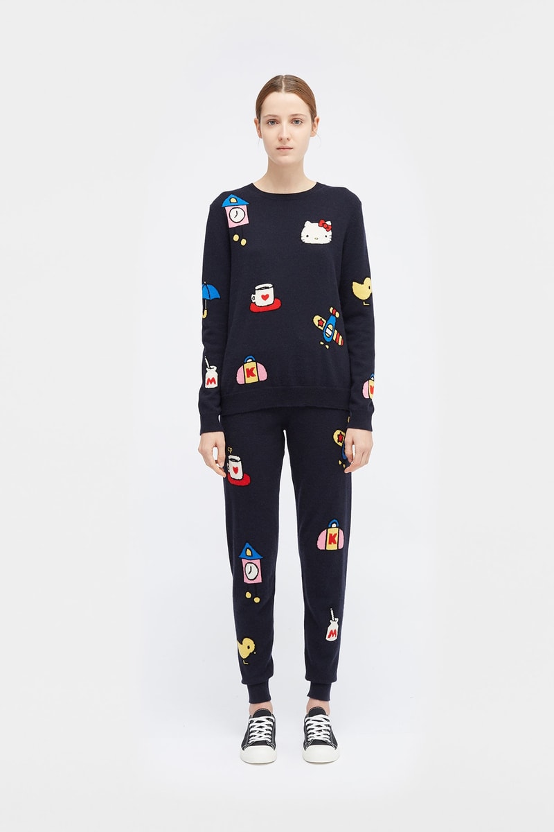 hello kitty sanrio chinti parker collaboration cashmere sweaters track pants totes collection