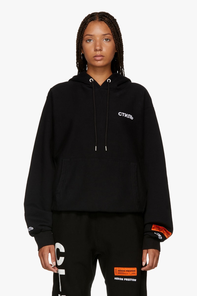 Heron Preston Fall Winter 2018 Collection Fashion SSENSE Hoodie T-Shirt Print Graphic Black Streetwear