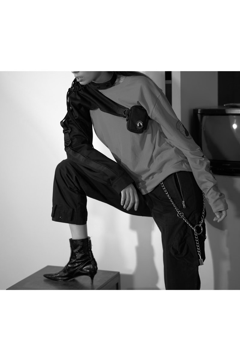 HBX Hyein Seo Fall/Winter 2018 Editorial Track Top Green Protective Sleeve Black