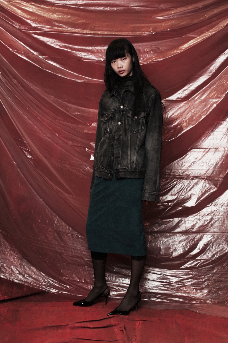John Elliott Women's Fall/Winter 2018 Collection Lookbook Jacket Black Skirt Blue