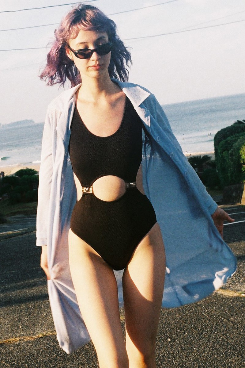 Kiko Mizuhara Sister Yuka Swimwear Office Black One Piece Bathing Suit Shirt