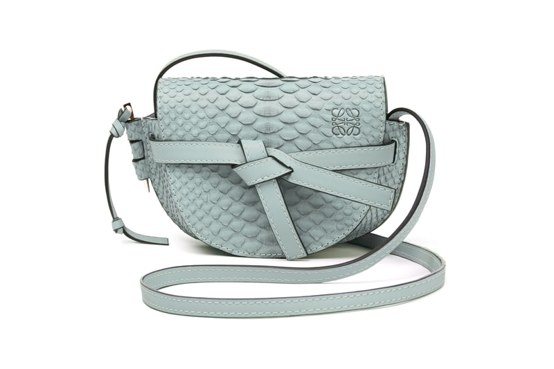 Loewe Mini Gate Bag Snakeskin Light Blue