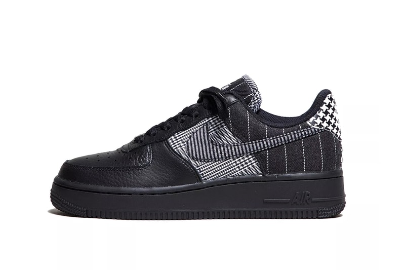 Nike Air Force 1 Sneaker Shoe Black White Dogtooth Print
