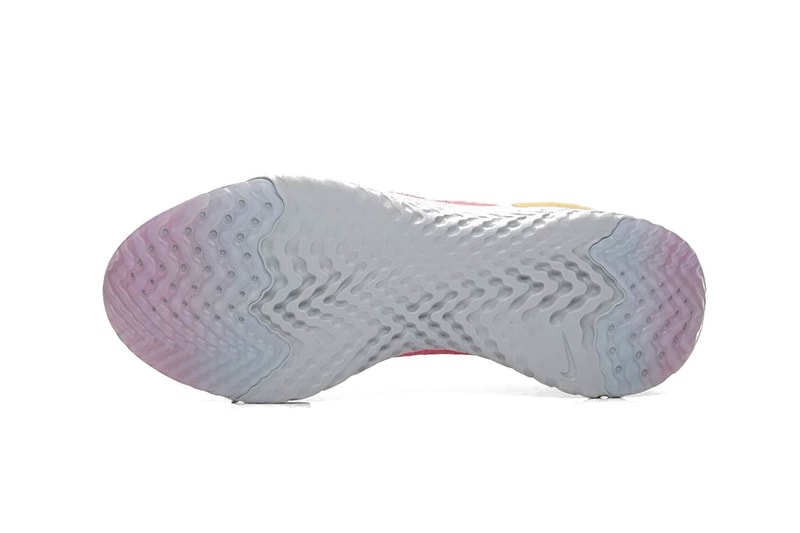 Nike Epic React Flyknit "Plum Dust" Pink Running Shoe Trainer Running Sneaker Grey Yellow Two Tone