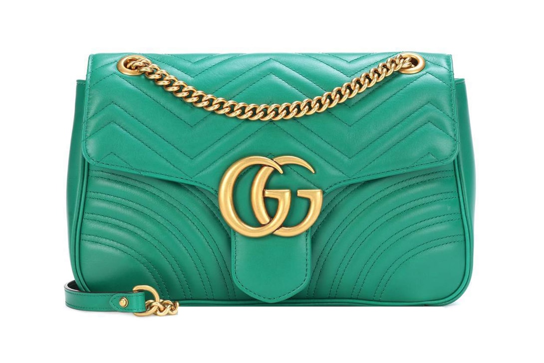 Gucci GG Marmont Leather Shopping Bag Emerald