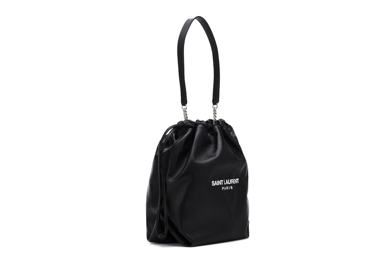 Saint Laurent Black Logo Bucket Bag Minimalist Accessory Fashion Purse
