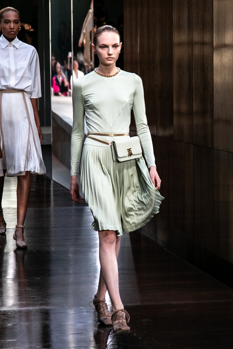 Riccardo Tisci Burberry Debut Runway Show SS19 mint green belt bag skirt fran summers
