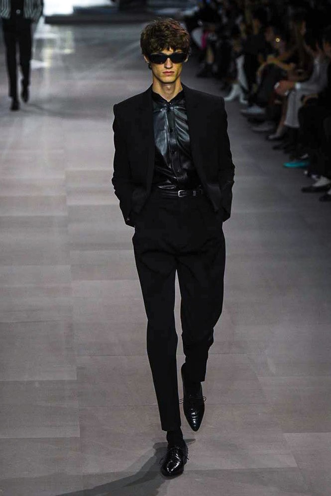 Celine Hedi Slimane Spring Summer 2019 Paris Fashion Week Show Collection Suit Black