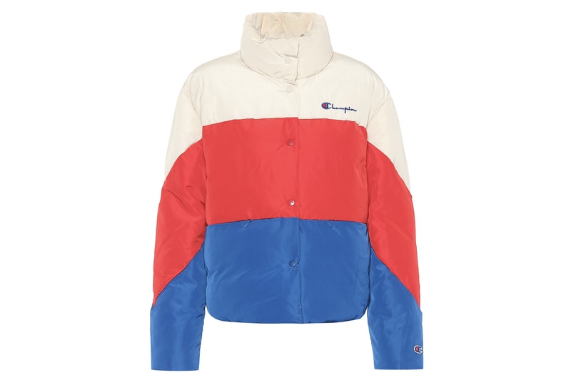 Champion Padded Logo Jacket Red White Blue Color-blocked Black