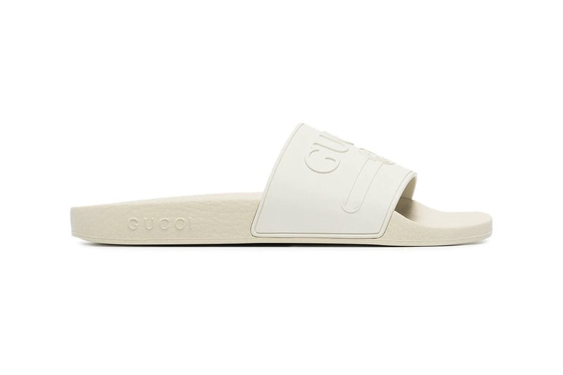 Gucci White Rubber Logo Pursuit Slides