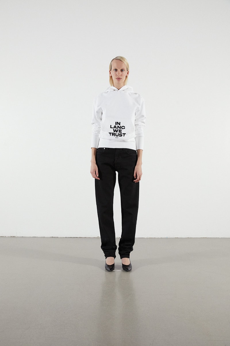 Helmut Lang Jeans Under Construction Capsule Lookbook Hoodie White Denim Black