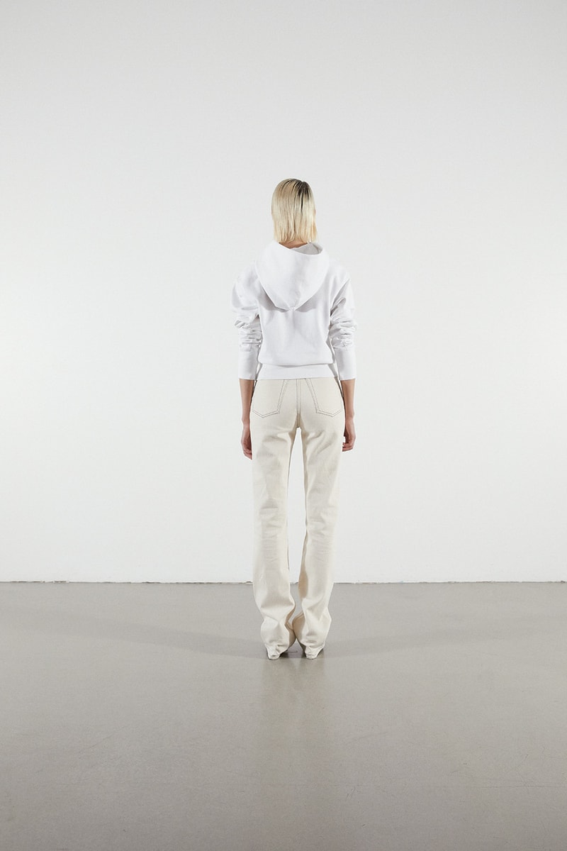 Helmut Lang Jeans Under Construction Capsule Lookbook Hoodie White Denim Cream