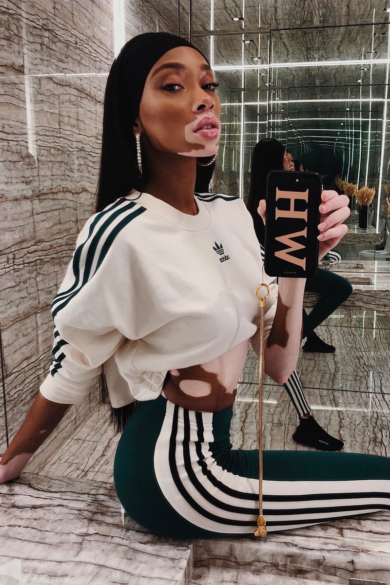 London Fashion Week Celebrity Style Winnie Harlow adidas Originals Selfie Mirror